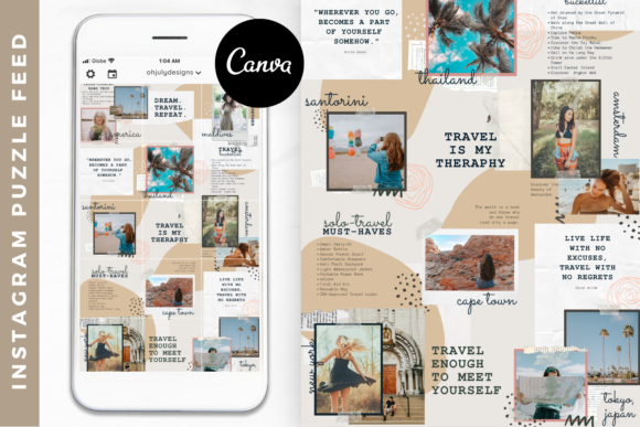 Canva Instagram Puzzle Feed Templates: The Wander Design