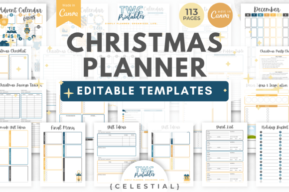Christmas Planner Canva Templates /CELES: Your Holiday Blueprint