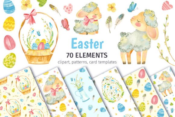 Easter Clipart, Patterns, Card Templates: A Designer's Resource Kit