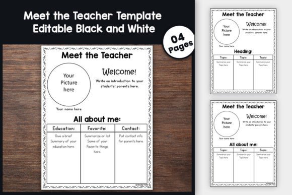 Editable Meet the Teacher Templates B&W