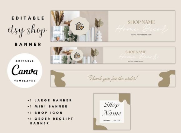 Home Decor Etsy Shop Banner Templates for a Polished Look
