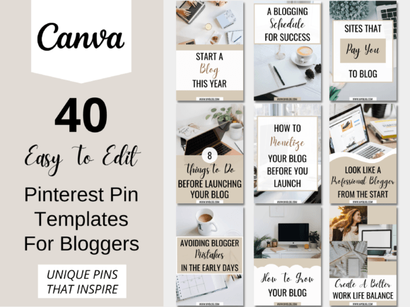 Streamline Your Content Strategy with Beige Canva Pin Templates